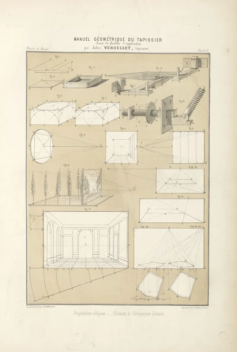 Projections Obliques Element De Perspective Lineaire Wall Art by Jules Verdellet - High-Resolution Digital Print