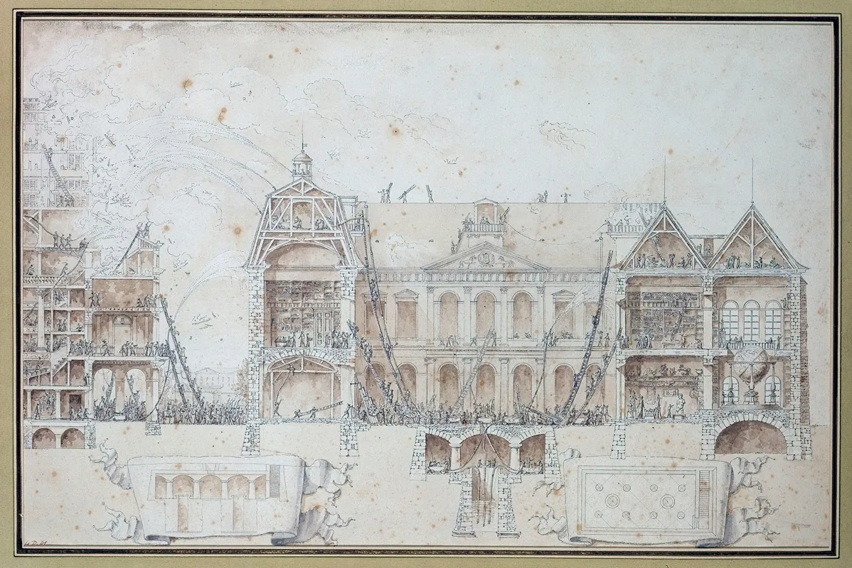 Projet Disolement De La Bibliotheque Nationale Contre Lincendie Wall Art by François-Joseph Bélanger - High-Resolution Digital Print