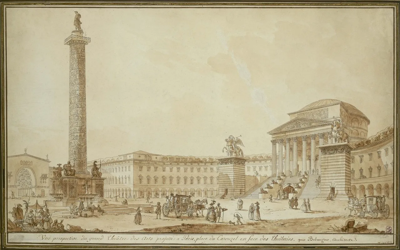 Projet Dun Grand Theatre Des Arts Pour La Reunion Du Louvre Aux Tuileries Wall Art by François-Joseph Bélanger - High-Resolution Digital Print