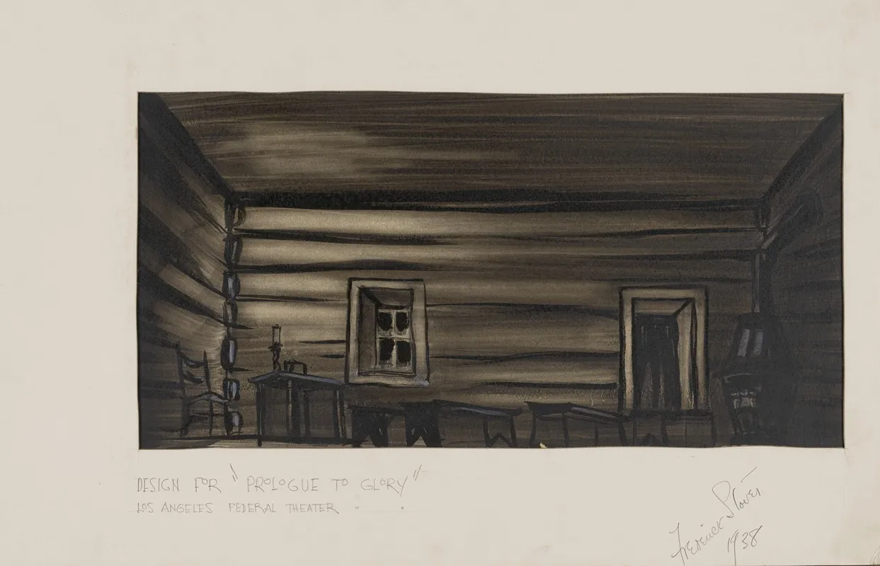 Prologue To Glory Sketch No 3 Cabin Interior Wall Art by Frederick Stover - High-Resolution Digital Print