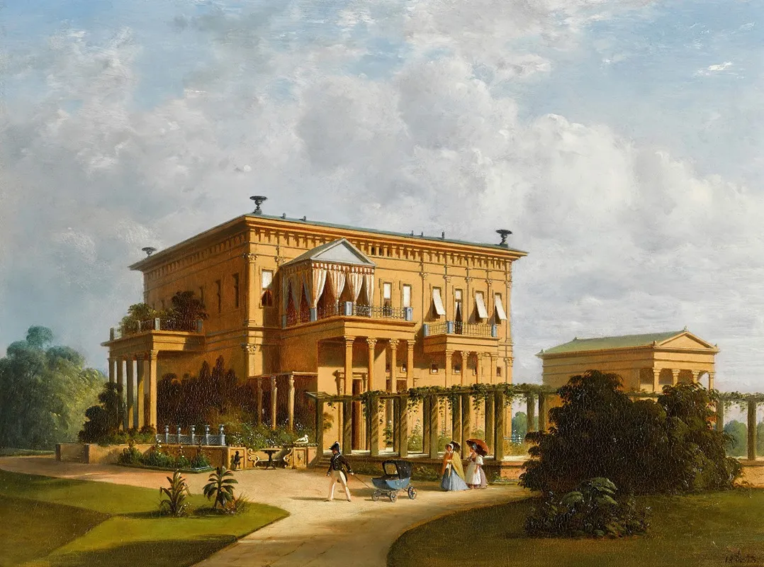 Promenade In The Gardens Of The Leuchtenberg Palace Peterhof Wall Art by Joseph Andreas Weiss - High-Resolution Digital Print
