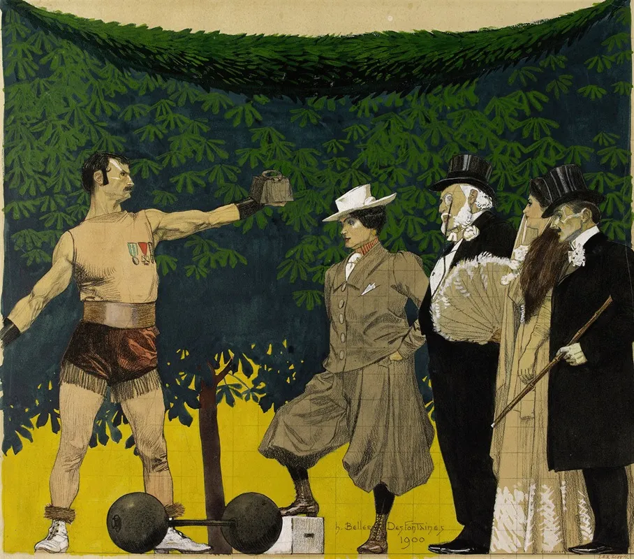 Promeneurs Et Artiste A Lexposition De 1900 Wall Art by Henri Bellery-Desfontaines - High-Resolution Digital Print