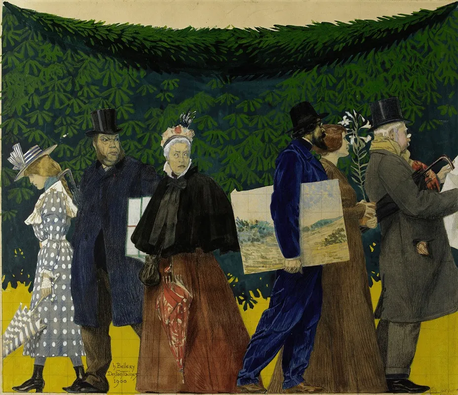 Promeneurs Et Artistes A Lexposition Universelle De 1900 Wall Art by Henri Bellery-Desfontaines - High-Resolution Digital Print