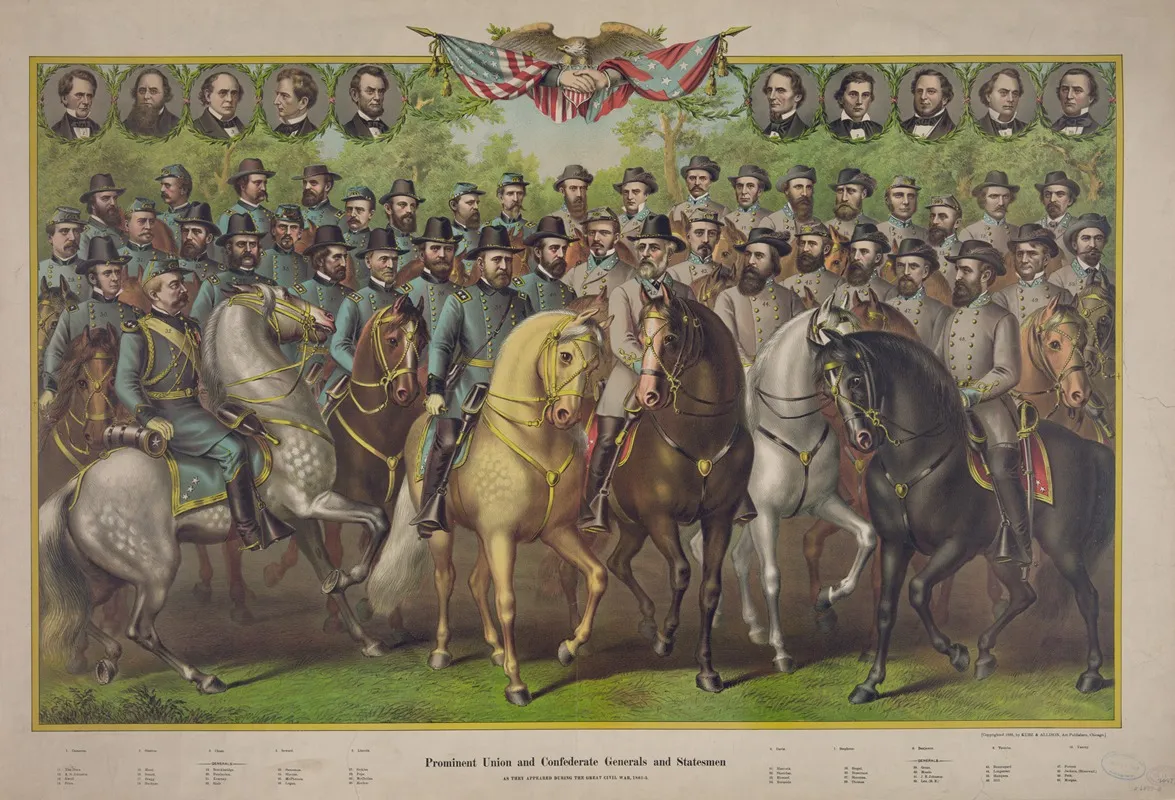 Prominent Union And Confederate Generals And Statesmen As They Appeared During The Great Civil War 1861 5 Wall Art by Kurz & Allison - High-Resolution Digital Print