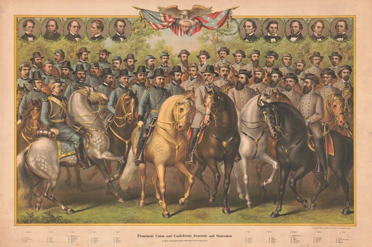 Prominent Union And Confederate Generals And Statesmen Wall Art by Kurz & Allison - High-Resolution Digital Print