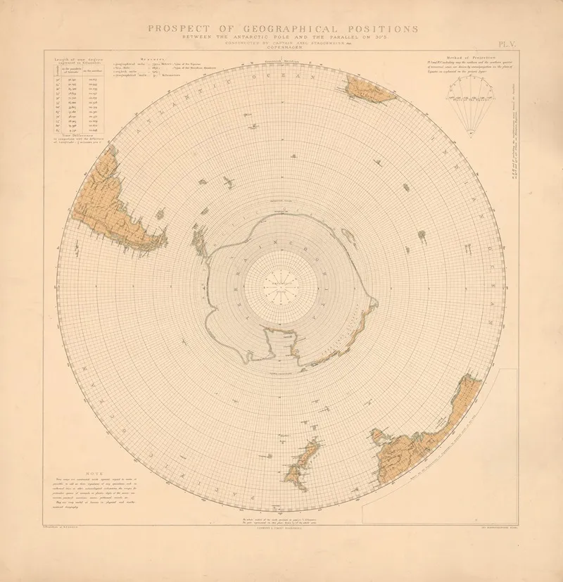 Prospect Of Geographical Positions Between The Antartic Pole And The Parallel On 30s Wall Art by Axel Staggemeier - High-Resolution Digital Print