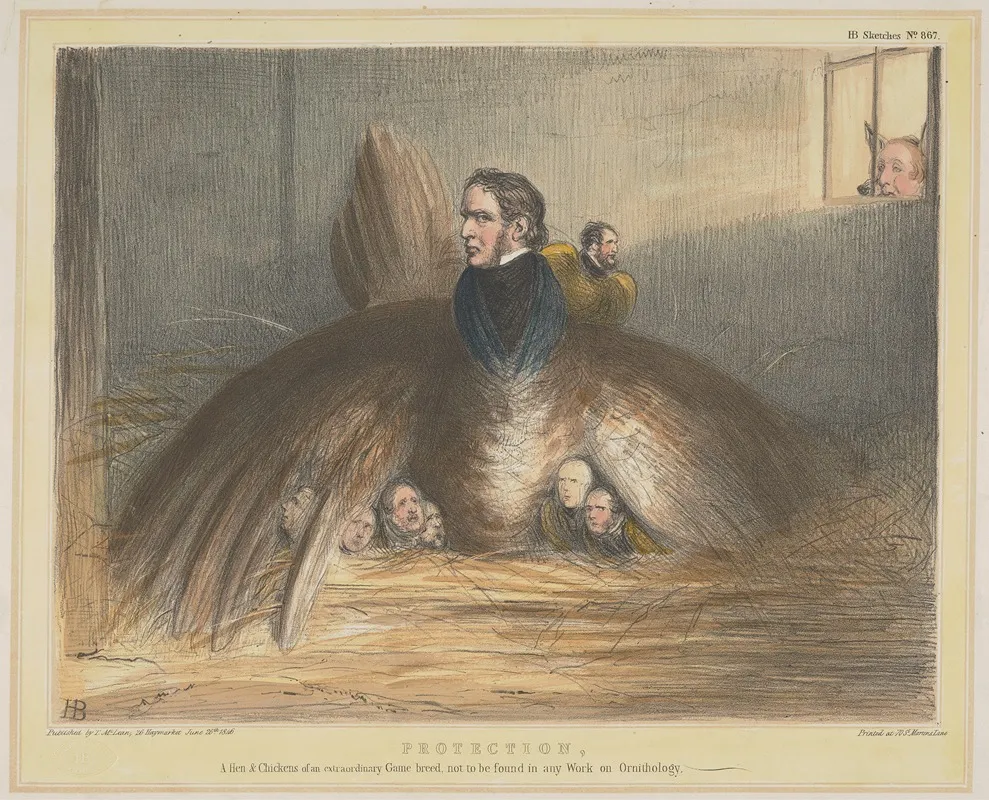 Protection A Hen And Chickens Of An Extraordinary Game Breed Not To Be Found In Any Work On Ornithology Wall Art by John Doyle - High-Resolution Digital Print