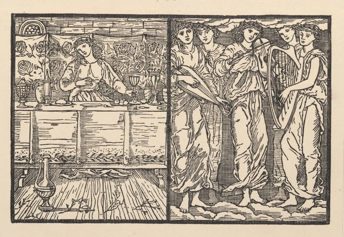Psyche At The Feast The Invisible Musicians Wall Art by Sir Edward Coley Burne-Jones - High-Resolution Digital Print