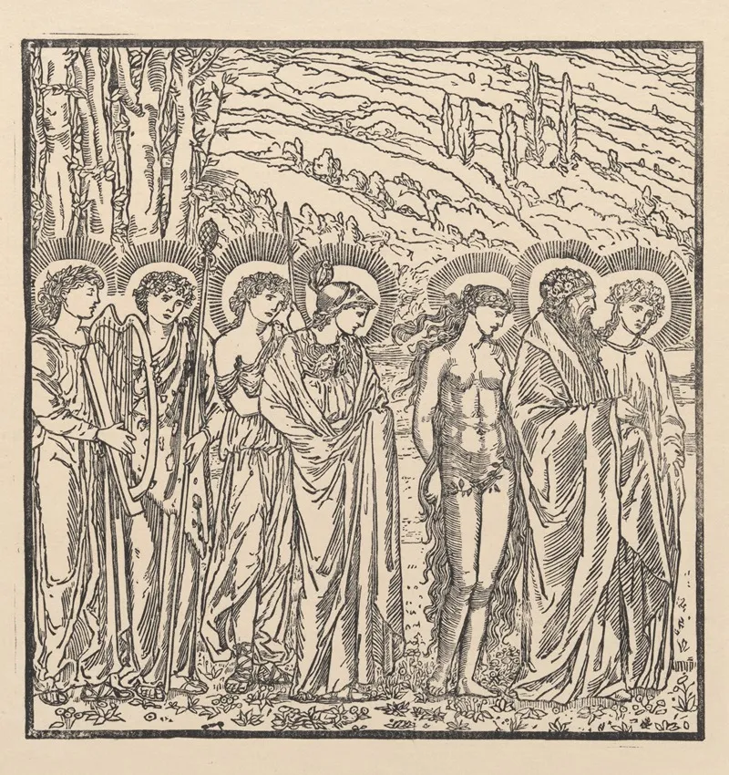 Psyche Recieved Into Olympus Ii Wall Art by Sir Edward Coley Burne-Jones - High-Resolution Digital Print