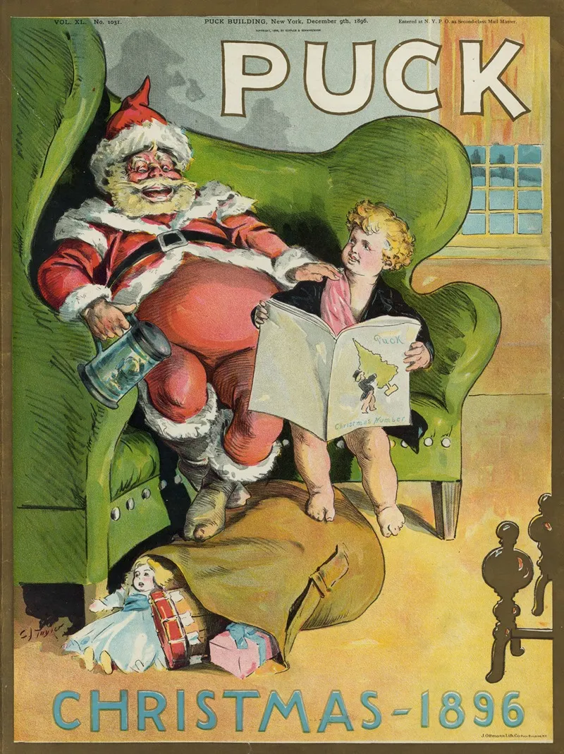 Puck Christmas 1896 Wall Art by Charles Jay Taylor - High-Resolution Digital Print