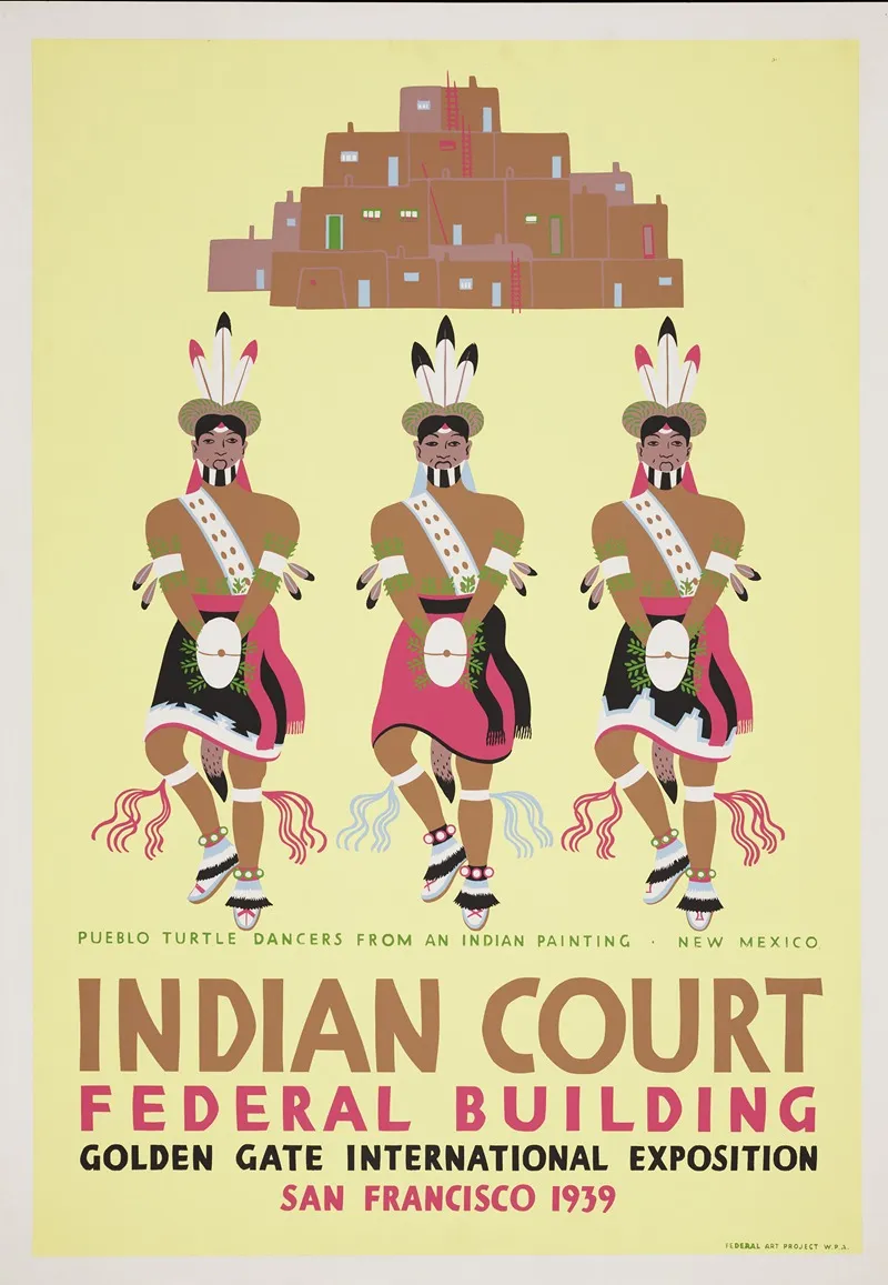 Pueblo Turtle Dancers From An Indian Painting New Mexico Wall Art by Louis Siegriest - High-Resolution Digital Print