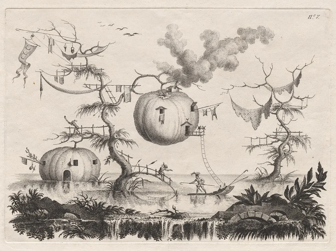 Pumpkins Used As Dwellings To Be Secure Against Wild Beasts Wall Art by Filippo Morghen - High-Resolution Digital Print