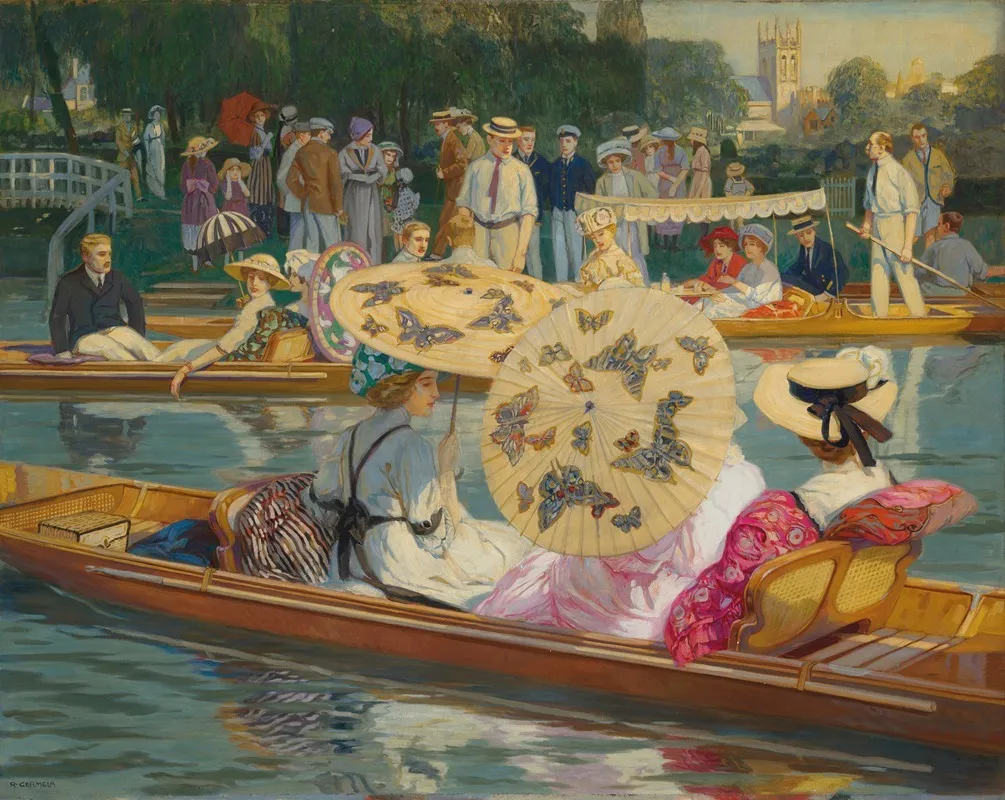 Punting On The Thames Wall Art by Raimund Germela - High-Resolution Digital Print