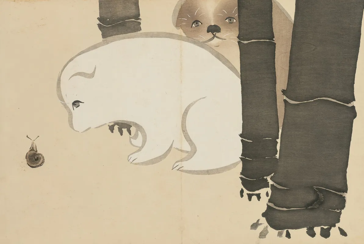 Puppies Enokoro Wall Art by Kamisaka Sekka - High-Resolution Digital Print