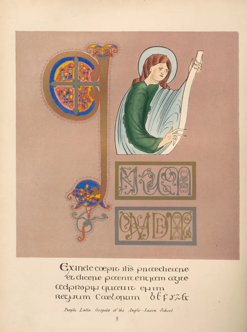 Purple latin gospels Of The Anglo Saxon School Wall Art by John Obadiah Westwood - High-Resolution Digital Print