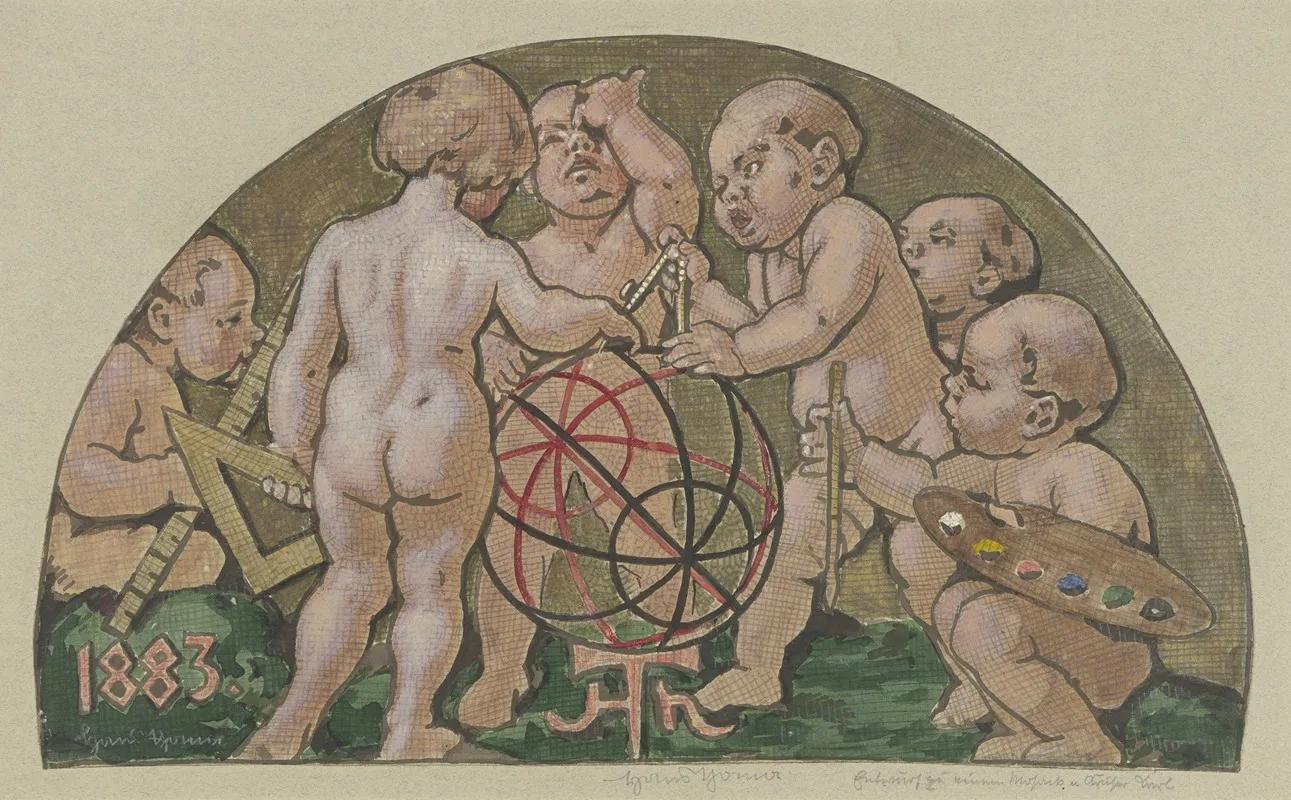 Putten Mit Armillarsphare Aus Dem Zerstorten Mosaik Am Haus Zum Kaiser Karl An Der Frankfurter Hauptwache Wall Art by Hans Thoma - High-Resolution Digital Print
