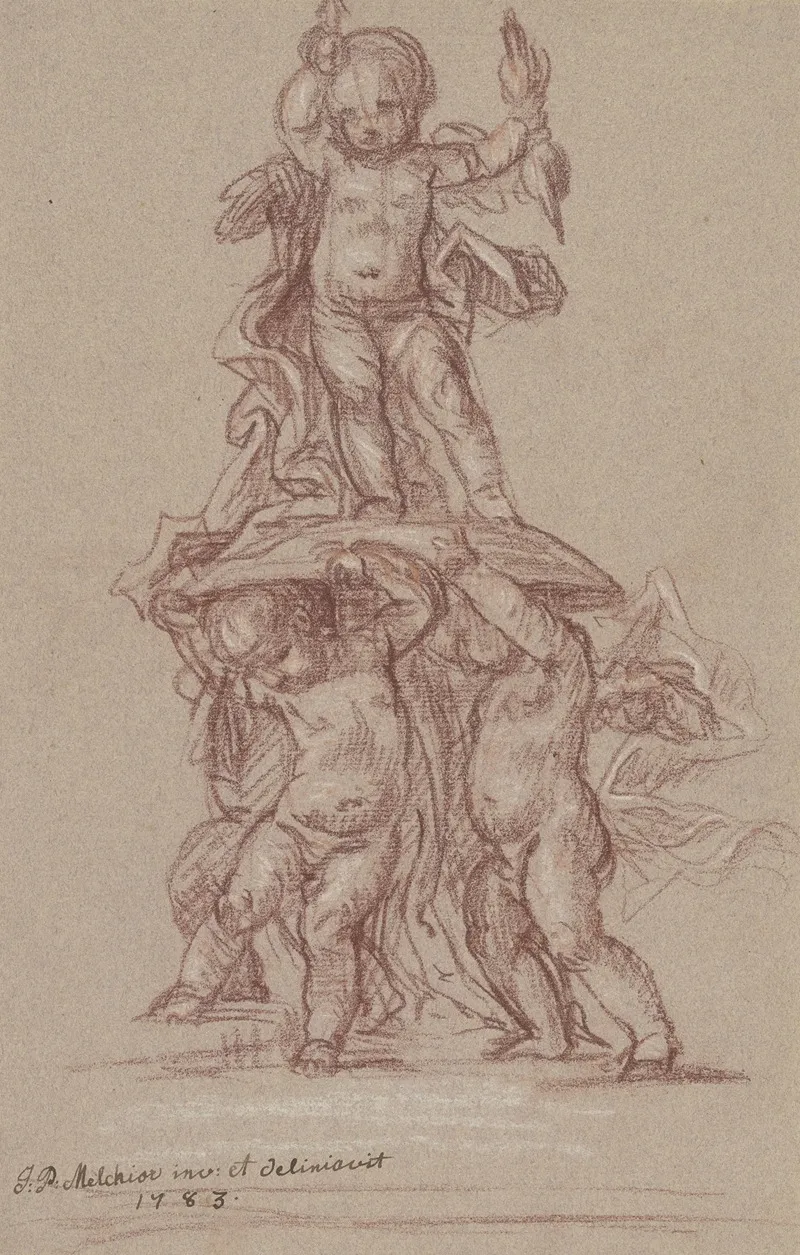 Putten Tragen Amor Auf Einem Schild Wall Art by Johann Peter Melchior   - High-Resolution Digital Print