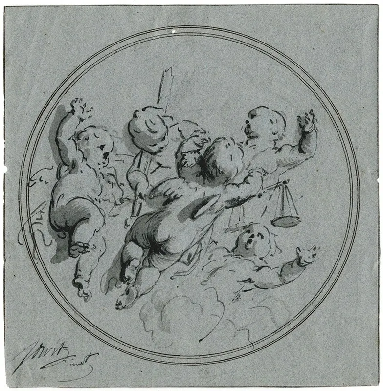 Putti Met De Attributen Van De Rechtvaardigheid