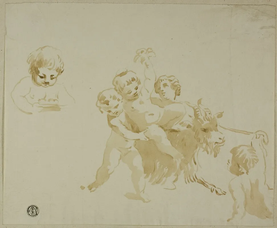Putti Playing With Goat