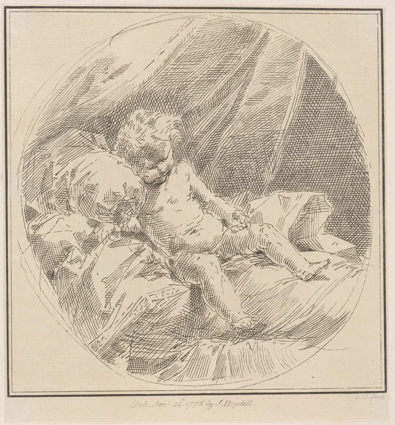 Putto Reclining On A Bed Wall Art by Giuseppe Canale - High-Resolution Digital Print