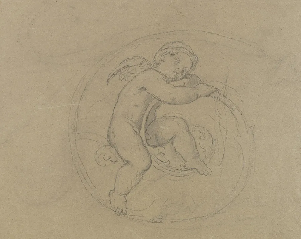Putto Zwischen Ranken Schlafend