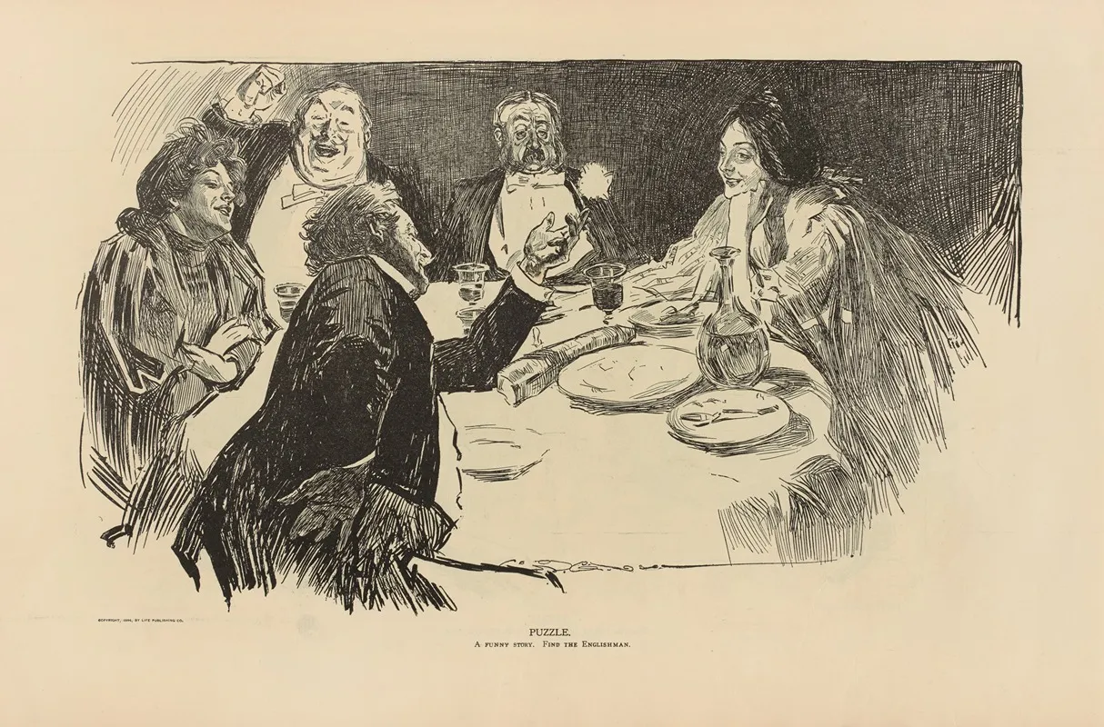 Puzzle A Funny Story Find The Englishman 2 Wall Art by Charles Dana Gibson - High-Resolution Digital Print