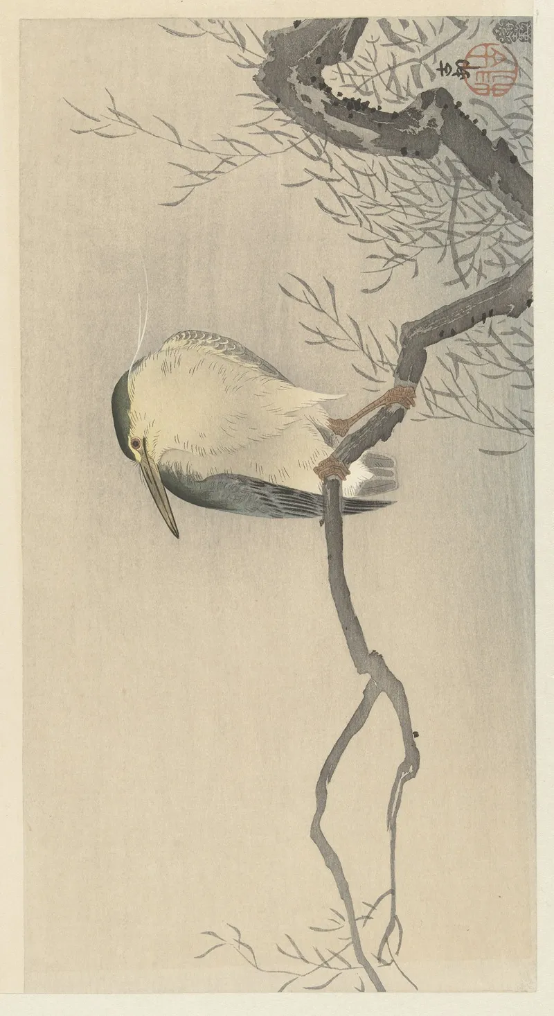 Quack On Whimsical Branch Wall Art by Ohara Koson - High-Resolution Digital Print
