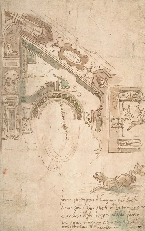 Quarter Plan For A Coved Ceiling Wall Art by Antenore Ridolfi - High-Resolution Digital Print