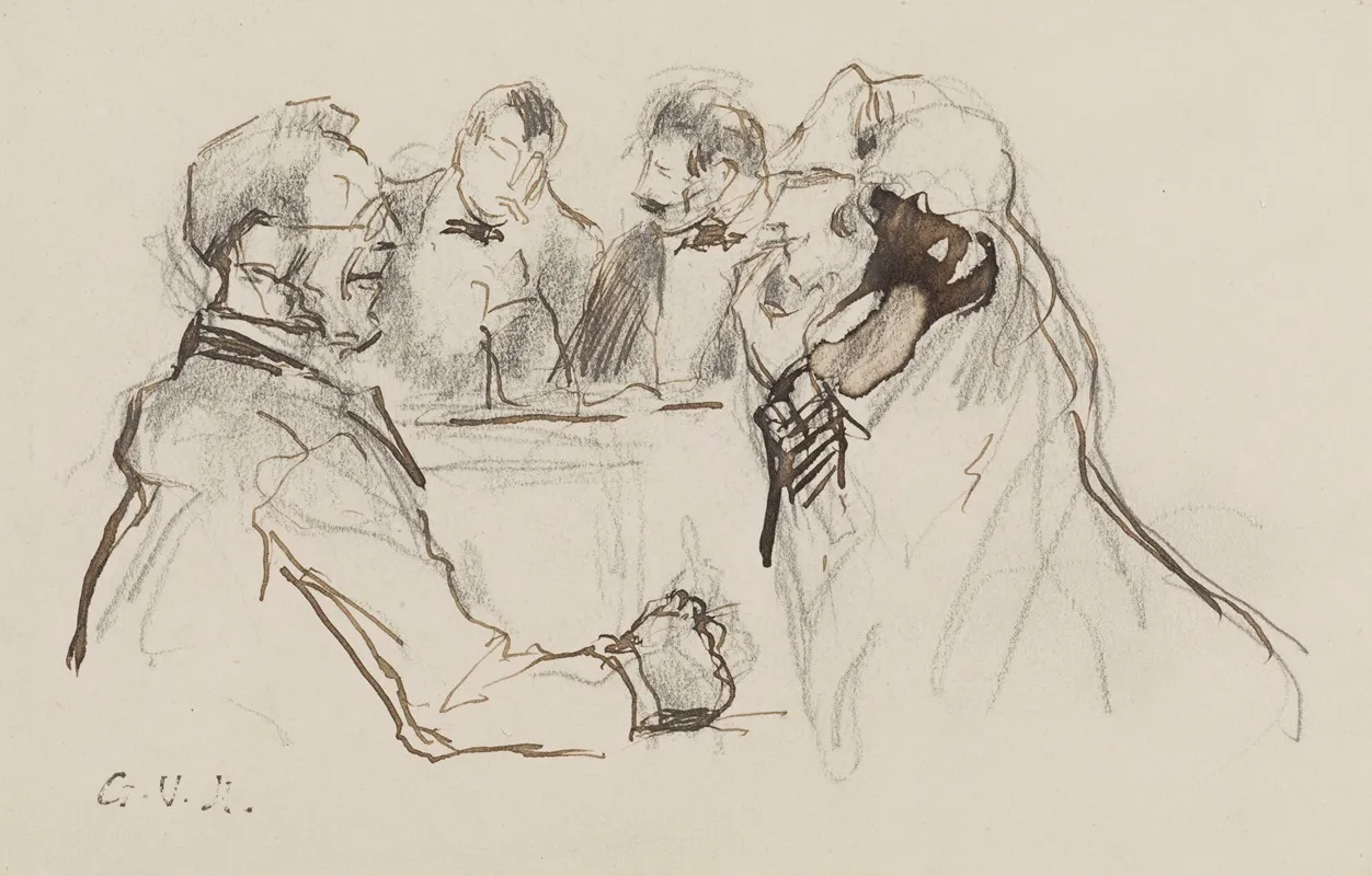 Quatre Personnages Dans Un Cafe