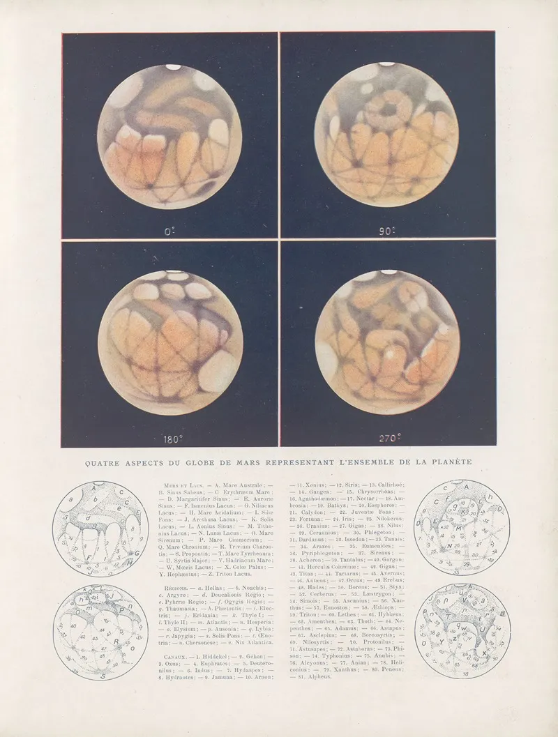 Quatre‎ ‎aspects‎ ‎du‎ ‎globe‎ ‎de‎ ‎mars‎ ‎representant‎ ‎lensemble‎ Wall Art by Lucien Rudaux - High-Resolution Digital Print