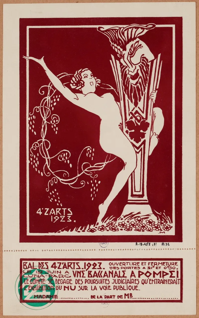 Quatzarts 19 Juin 1923 A Luna Park Theme Bacchanale A Po