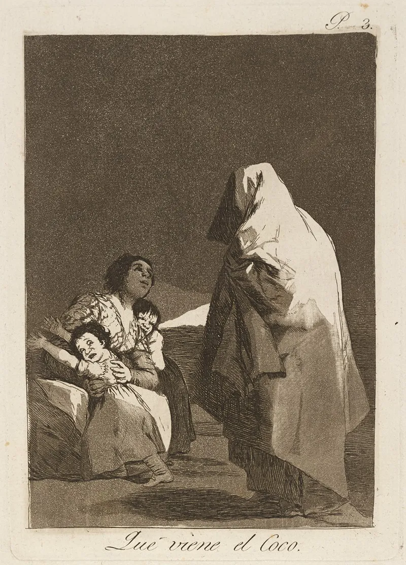 Que Viene El Coco Here Comes The Bogey Man Wall Art by Francisco de Goya - High-Resolution Digital Print