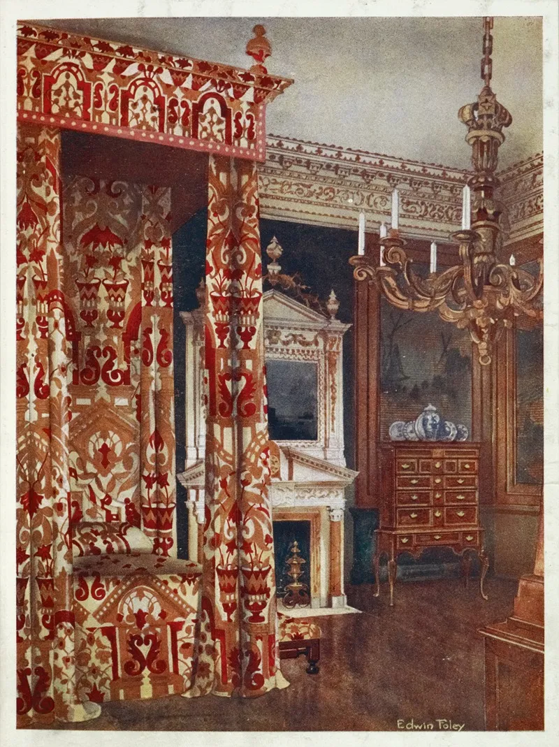 Queen Annes Bed Chest Of Drawers Upon Stand Wooden Candleabra Wall Art by Edwin Foley - High-Resolution Digital Print
