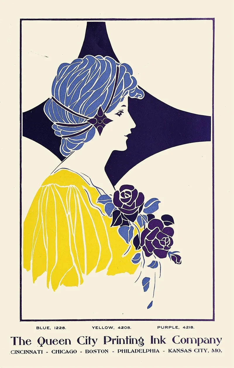 Queen City Ink Blueyellowpurple Wall Art by Anonymous - High-Resolution Digital Print