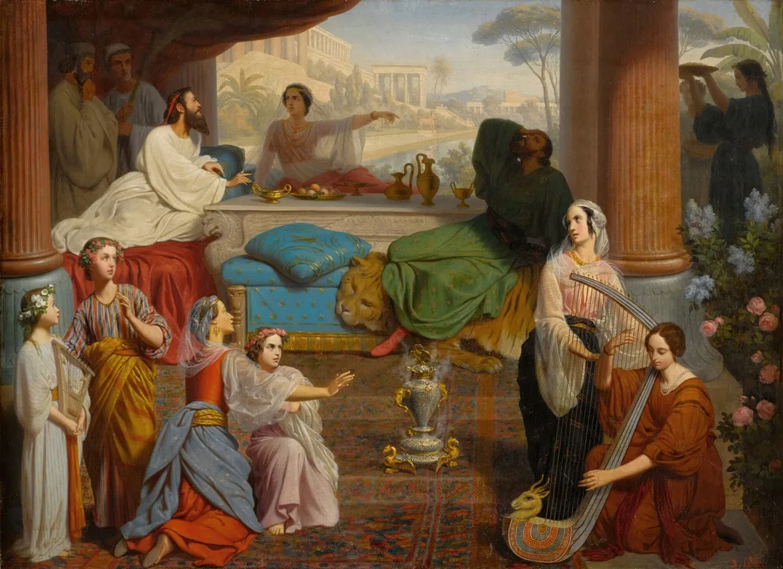 Queen Esther Denouncing Haman Wall Art by Auguste Jean-Baptiste Leloir - High-Resolution Digital Print