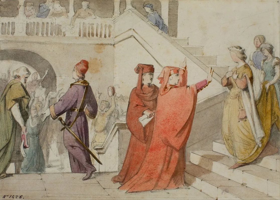 Queen Joana Is Prevented From Accompanying The Prince Of Viana To Barcelona Wall Art by Claudi Lorenzale - High-Resolution Digital Print
