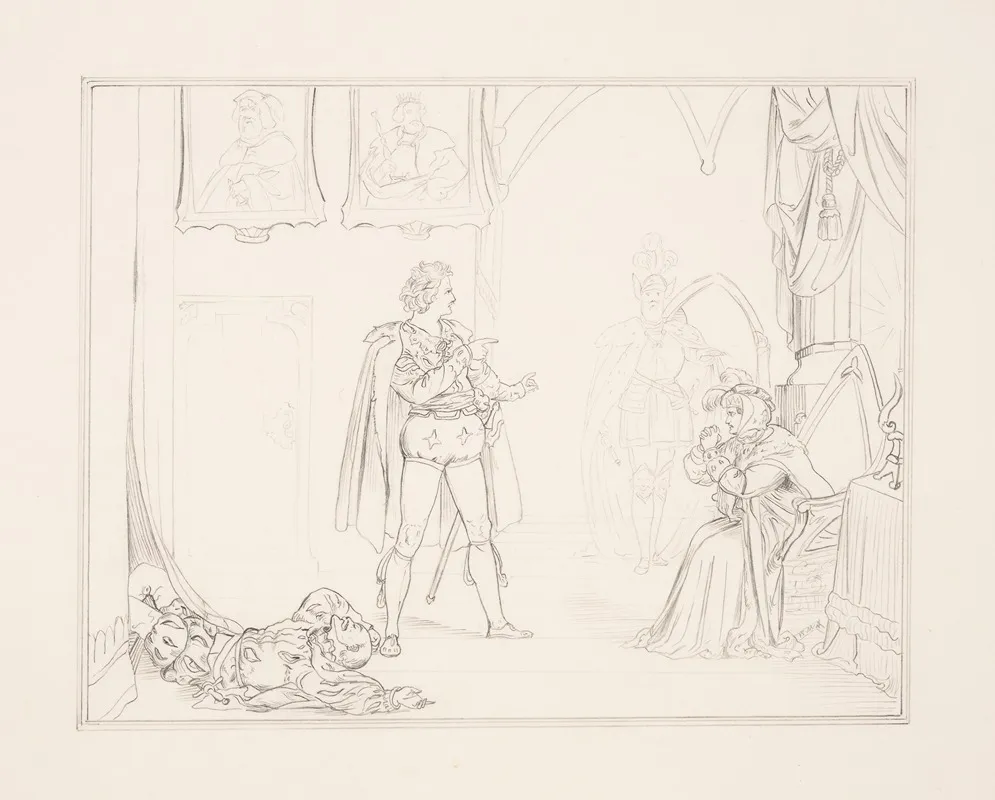 Queen Whereon Do You Look Hamlet On Him On Him Look You How Pale He Glares Hamlet Act Iii Sc Iv Wall Art by William M. Anderson - High-Resolution Digital Print