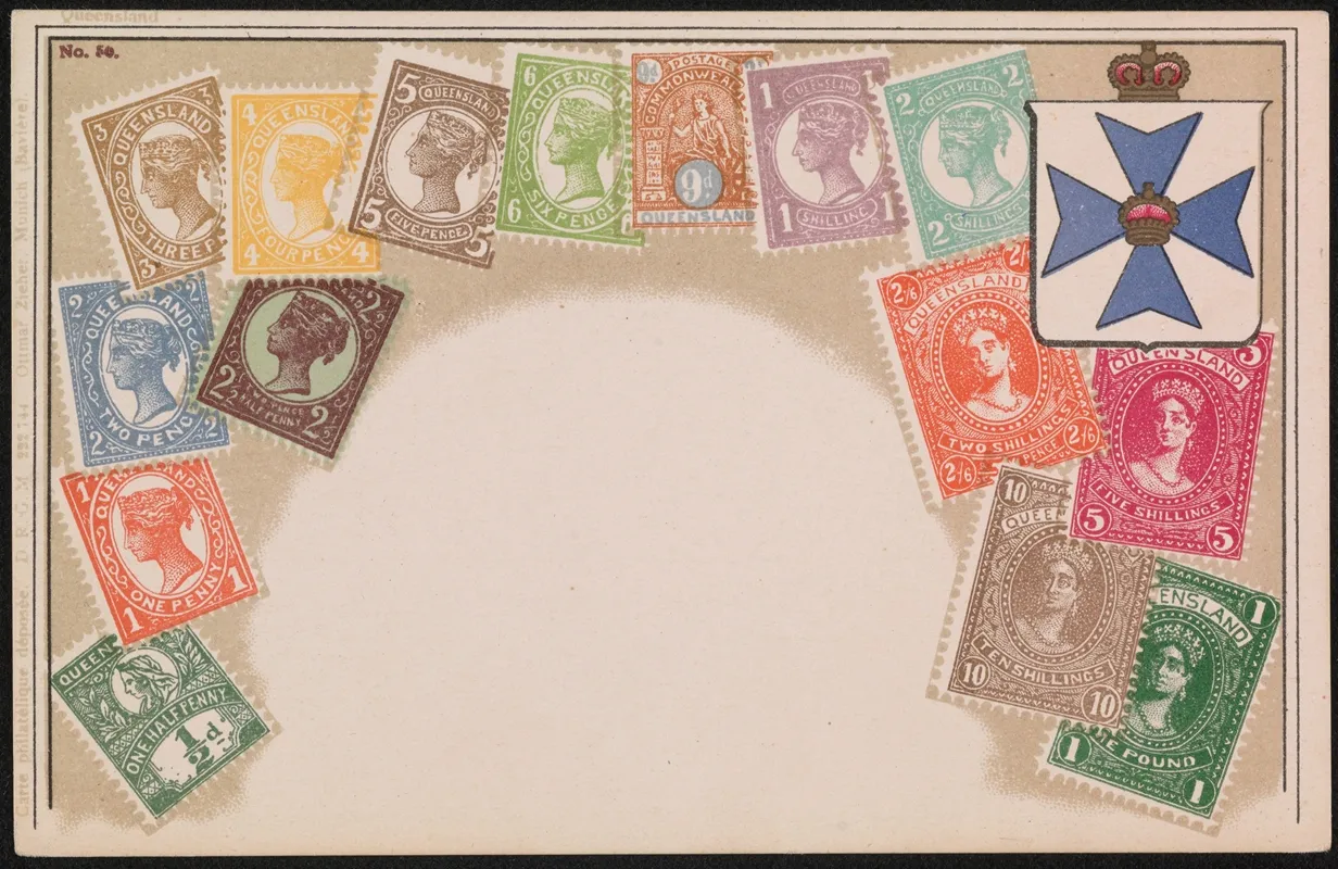 Queensland Postage Stamps Wall Art by Ottmar Zieher - High-Resolution Digital Print
