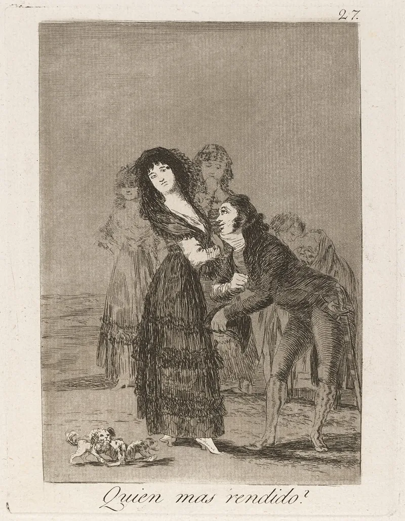 Quien Mas Rendido Which Of Them Is The More Overcome Wall Art by Francisco de Goya - High-Resolution Digital Print