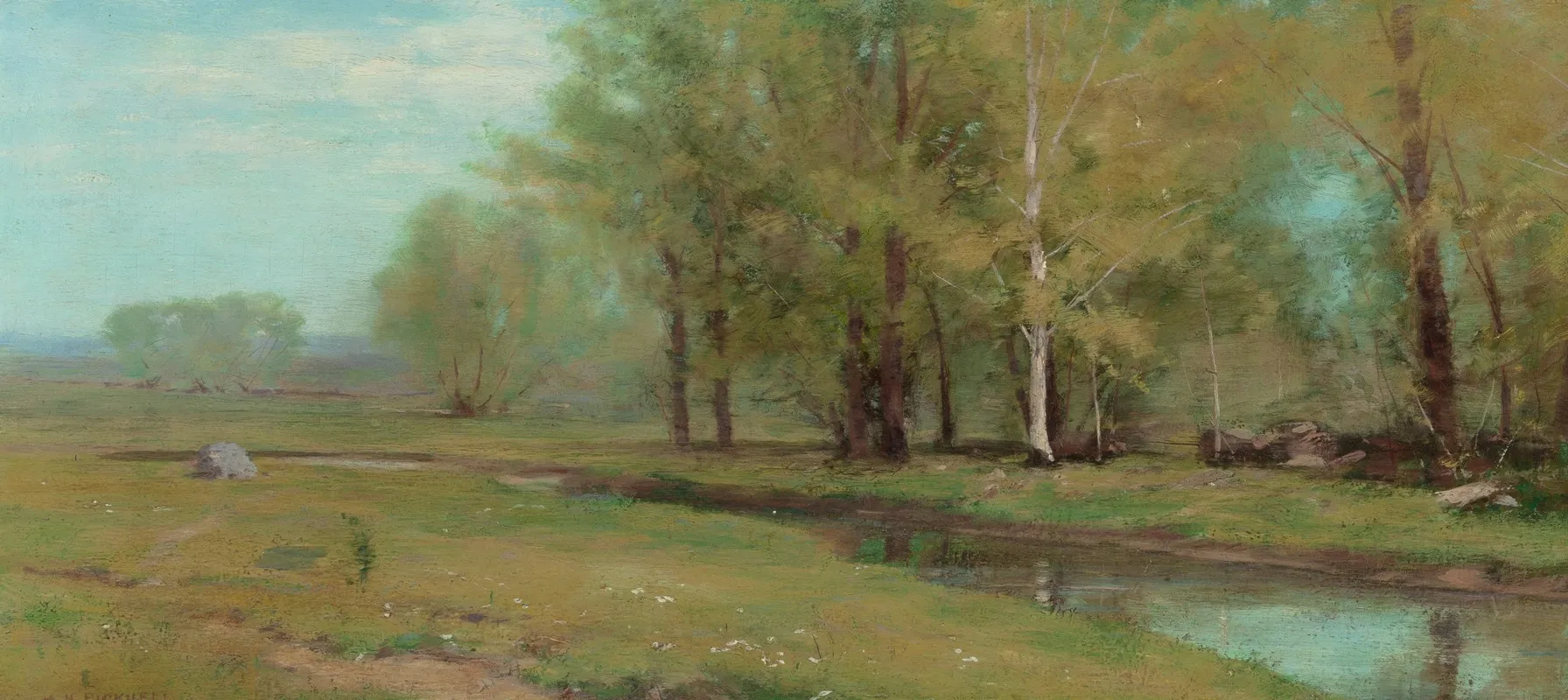 Quiet Stream At A Forests Edge Wall Art by Albion Harris Bicknell - High-Resolution Digital Print