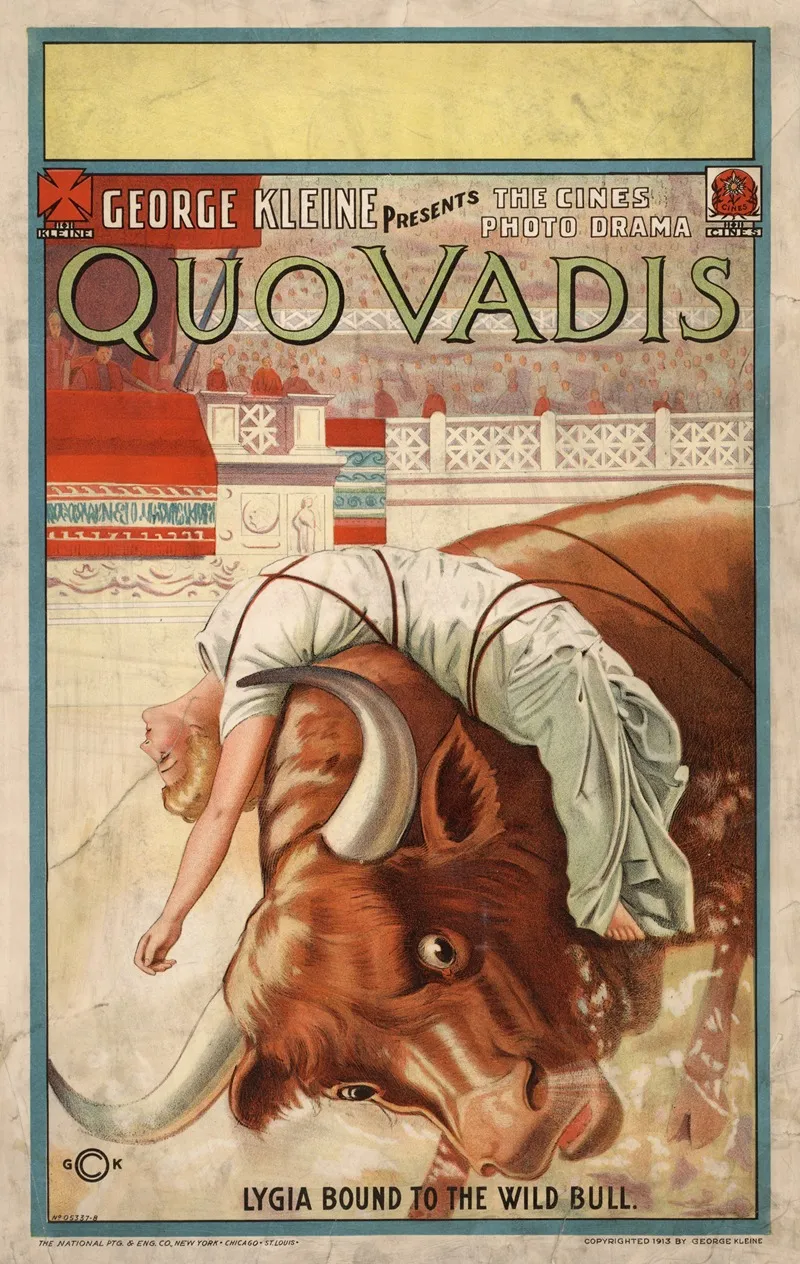 Quo Vadis Lygia Bound To The Wild Bull Wall Art by National Printing &amp; Engraving Company - High-Resolution Digital Print