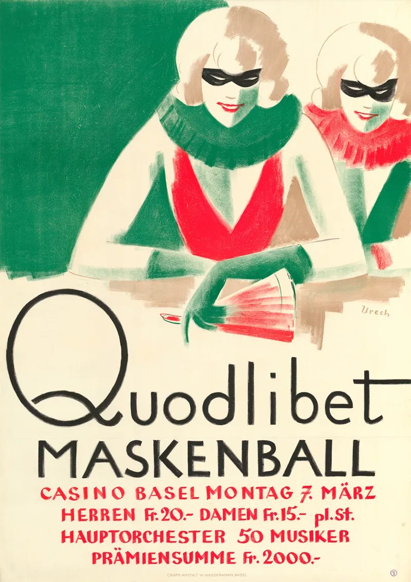 Quodlibet Maskenball Casino Basel Wall Art by Rudolf Urech - High-Resolution Digital Print