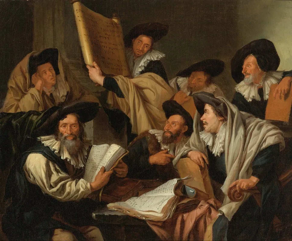 Rabbinical Discussion Wall Art by Jacob Toorenvliet - High-Resolution Digital Print