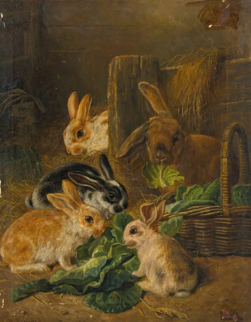 Rabbits Wall Art by Alfred Richardson Barber - High-Resolution Digital Print