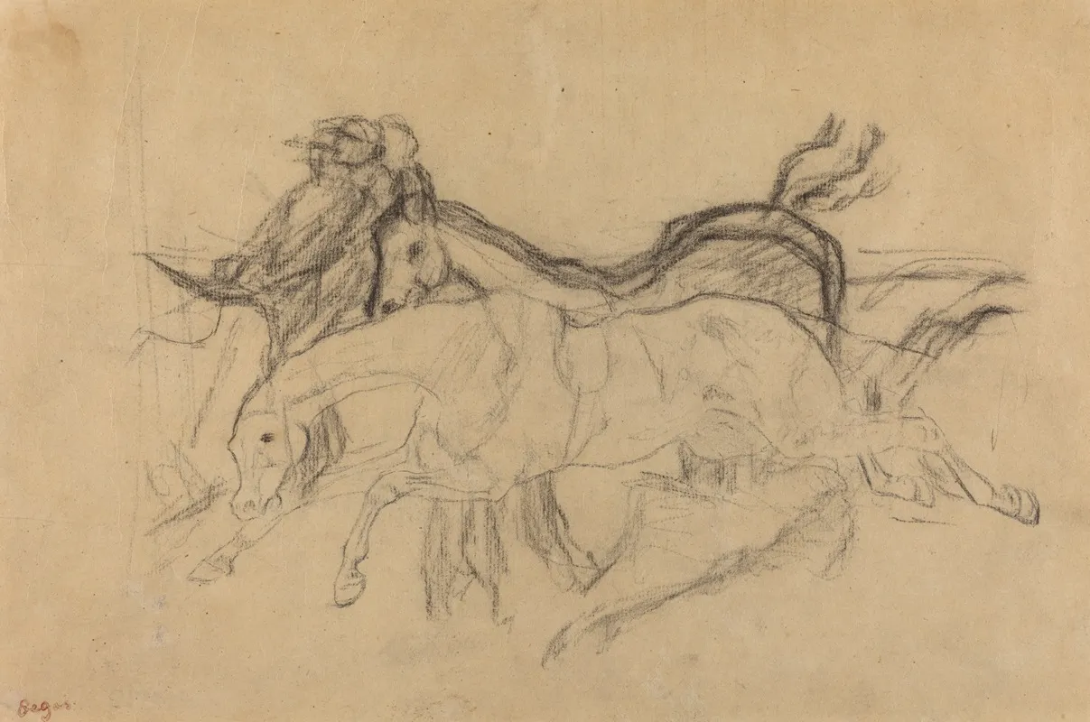 Racehorses Study For Scene From The Steeplechase The Fallen Jockey