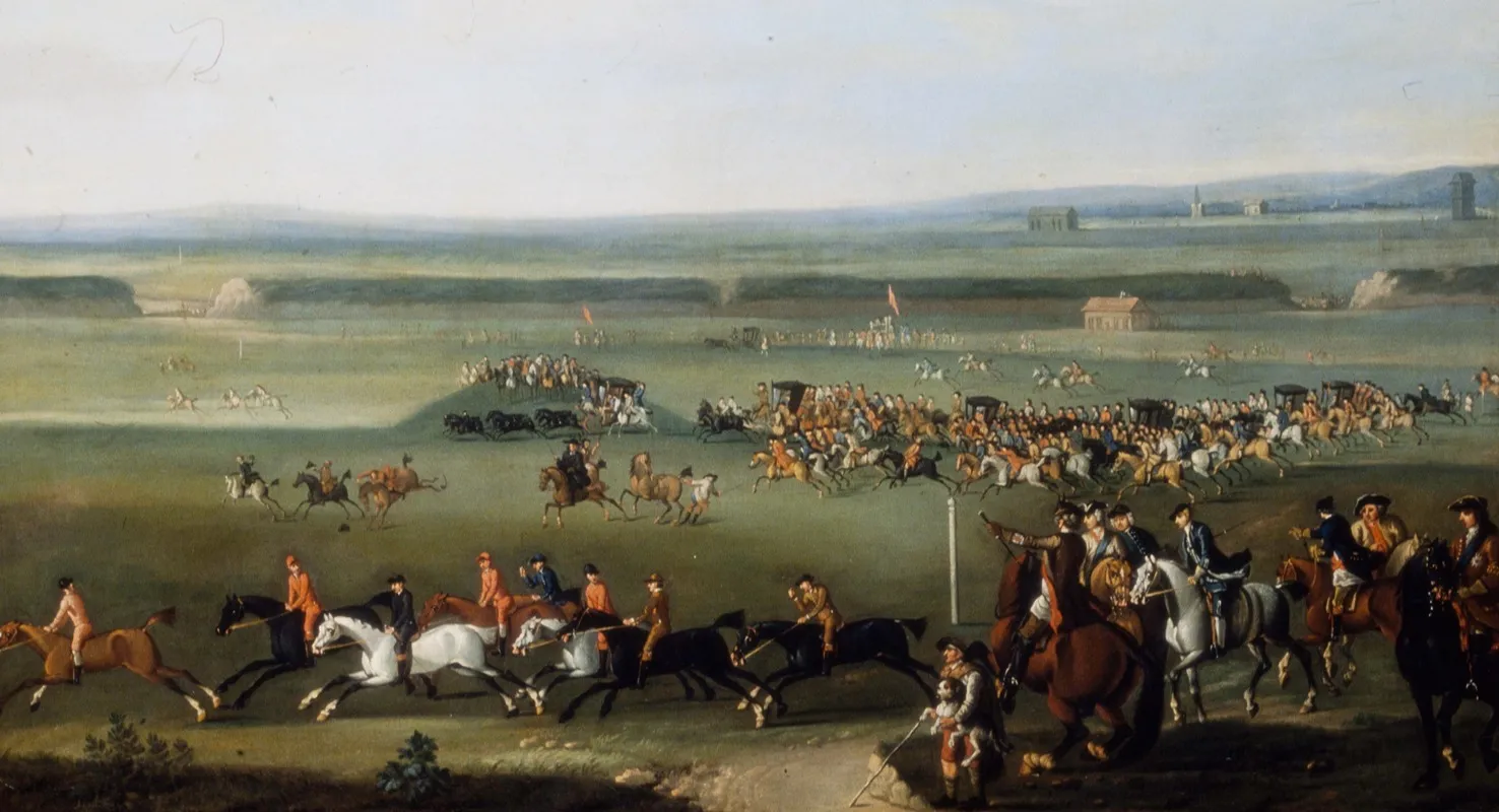 Racing Scene At Newmarket Wall Art by Circle of John Wootton - High-Resolution Digital Print