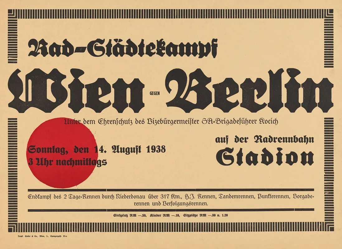 Rad Stadtekampf Wien Gegen Berlin Wall Art by Sailer &amp; Co. - High-Resolution Digital Print