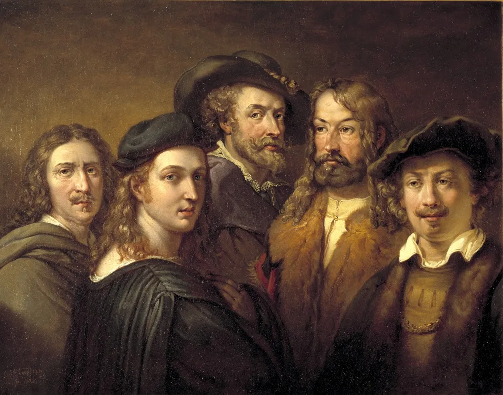 Rafael Rembrandt Harmensz Van Rijn Nicolas Poussin Albrecht Durer And Peter Paul Rubens 2 Wall Art by Johan Gustaf Sandberg - High-Resolution Digital Print