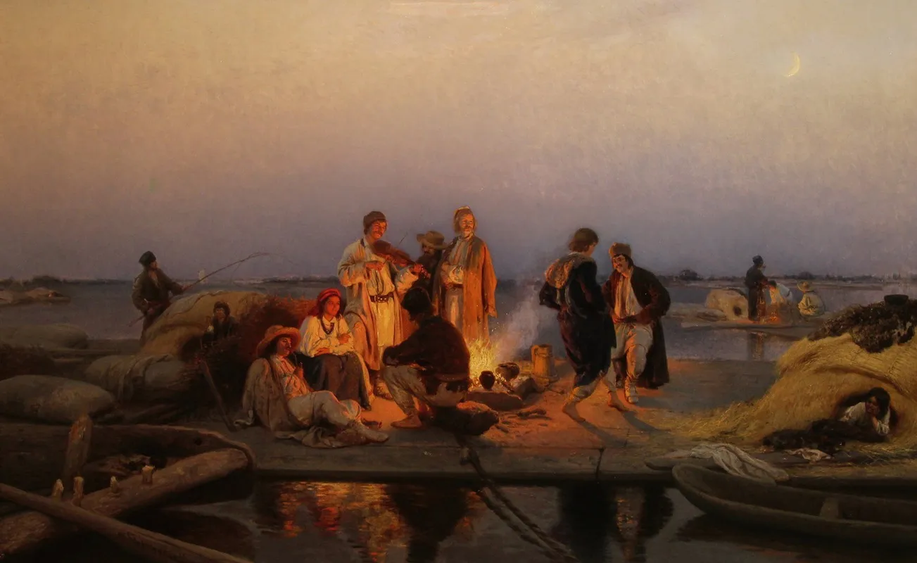Rafters Camp By The Vistula River Wall Art by Wilhelm August Stryowski - High-Resolution Digital Print