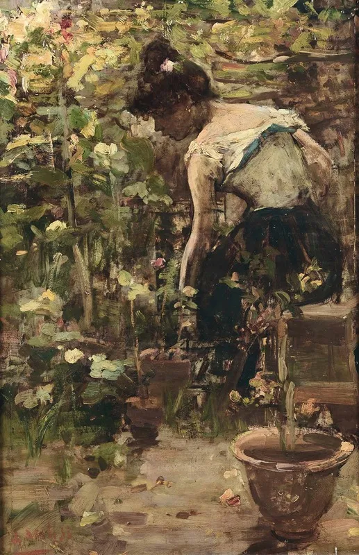 Ragazza Tra I Fiori Wall Art by Alessandro Milesi - High-Resolution Digital Print